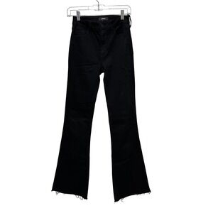 JBD Just Black Denim Flare Jeans Womens 25 Black Raw Hem High Rise Stretch